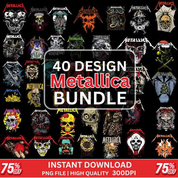 40 Metallica T-Shirt PNG Designs | Heavy Metal Graphics (Digital Download)