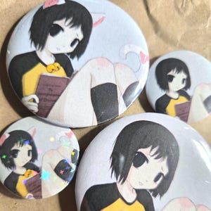 Nekomimi Misaki Nakahara | Welcome to the NHK Pinback Button | 1.25", 2.25" | Holographic or Clear style