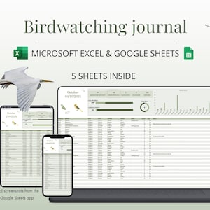 Birdwatching Logbook Template: Excel & Google Sheets Tracker (Digital Download)