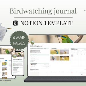 Notion Birdwatching Journal Template: Digital Bird Logbook with PDF Guide