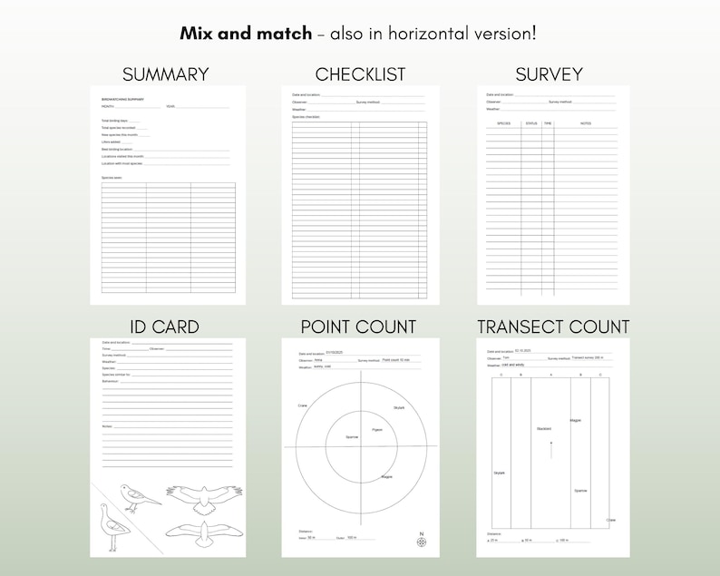 Printable Birdwatching Logbook | Bird Observation Sheets, Point Count ...