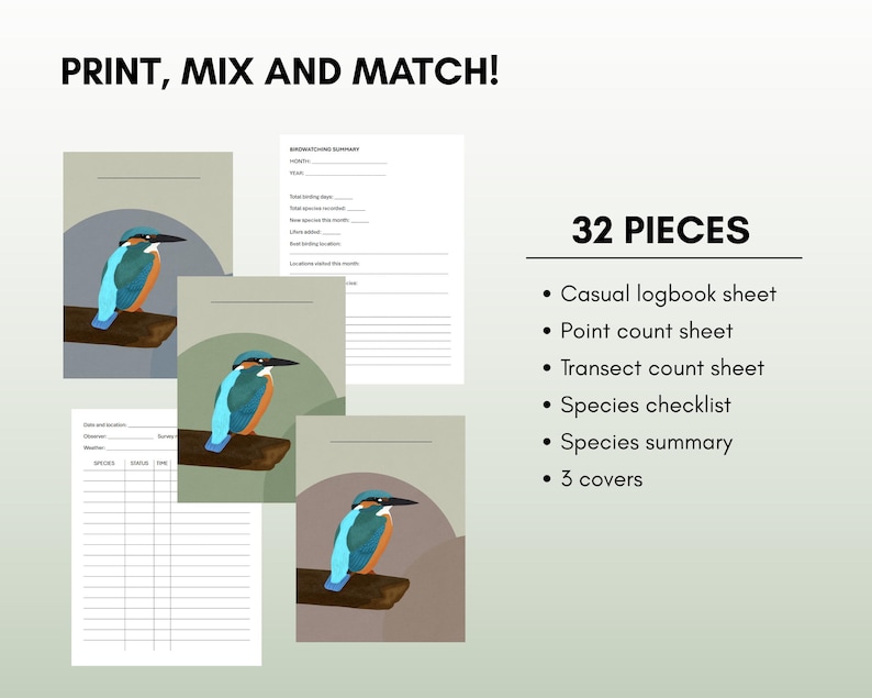 Printable Birdwatching Logbook | Bird Observation Sheets, Point Count ...