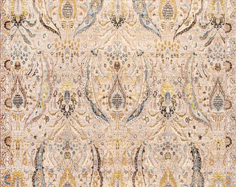 Wool & Silk Rug | traditional Hand-Knotted Rug Floral Design