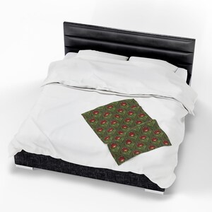 Olive Green Floral Throw Velveteen Plush Lightweight Blanket, Art Nouveau Throw image 8