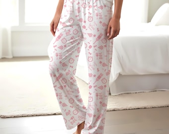 Pink Wine Pattern Pajama Pants | Women's Wine Lover's Gift