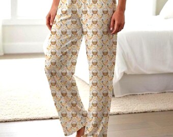 Cottagecore Hens and Baby Chicks Pajama Pants | Chicken Lover's Gift, Hen Decor