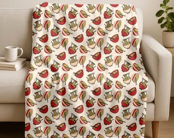 Ramen Noodle Velveteen Plush Lightweight Blanket -Noodle Lovers Gift, Foodie Throw