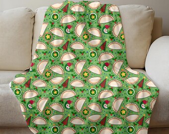 Christmas Pierogies Fleece Sherpa Blanket, Pierogies Lover's Gift