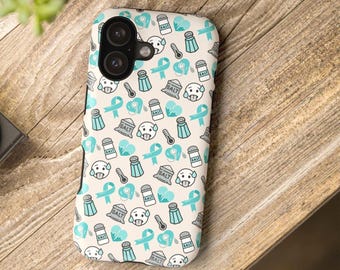 Estuche de concientización sobre la disautonomía POTS con lazo turquesa / Regalo resistente a impactos para enfermedades crónicas