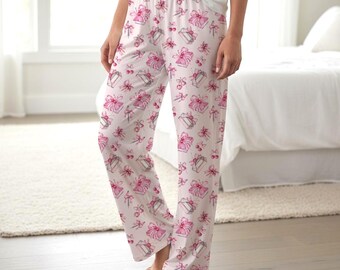 Watercolor Books, Cherries & Coquette Bows pajama pants | teacher writer student loungewear
