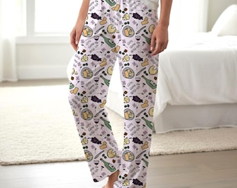 Girls Gone Wild-ish Charcuterie Pajama Pants | Wine Cheese Grapes Floral All-Over Print