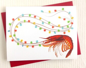 Shrimp Christmas Cards, Funny Christmas Cards, Beach Christmas Cards, Made in the USA - Set of 10