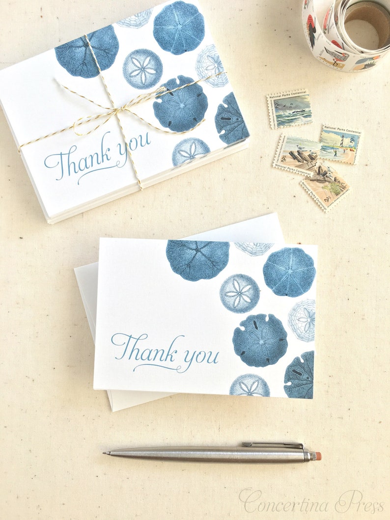Seahorse Thank You Cards Nautical Thank You Cards Set of 10 thank you notes Made in the USA Recycled Paper matching envelopes image 6