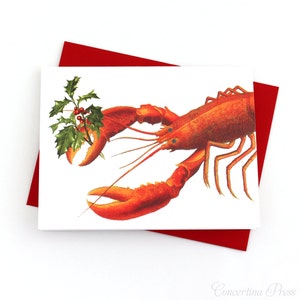 Lobster Christmas Card Set, Coastal Christmas Cards, Funny Christmas Cards, Made in the USA, Set of 10 image 2