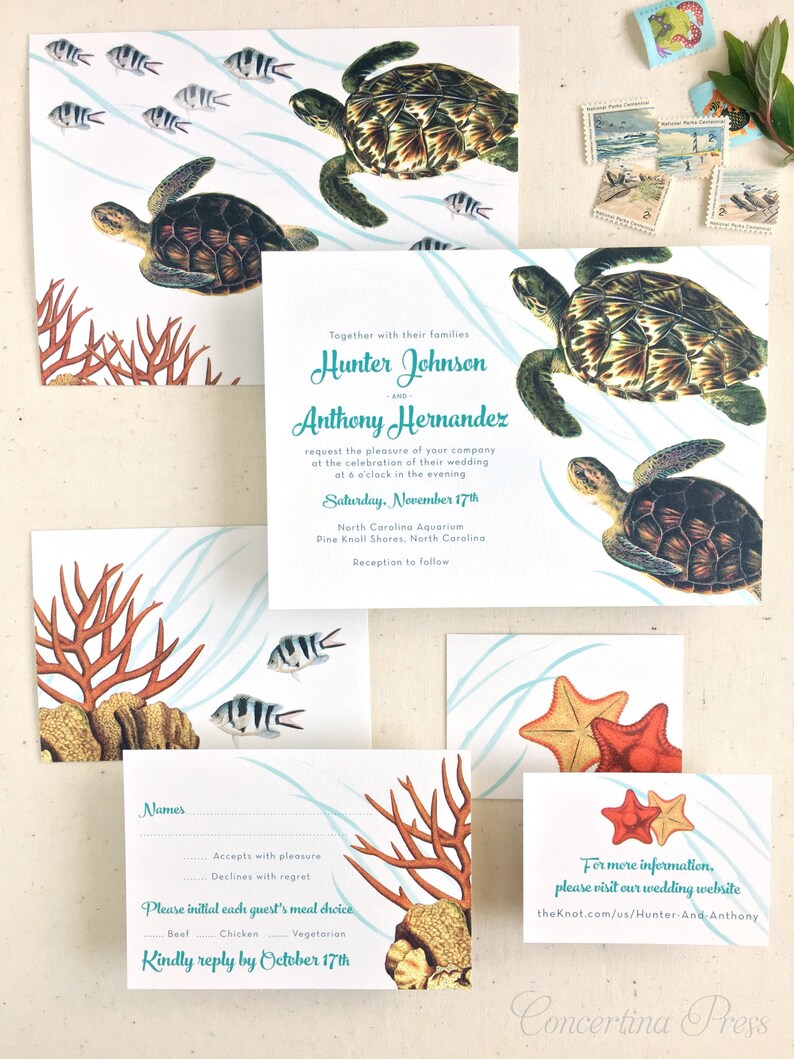 Sea Turtle Wedding Invitations for your Beach Wedding Etsy