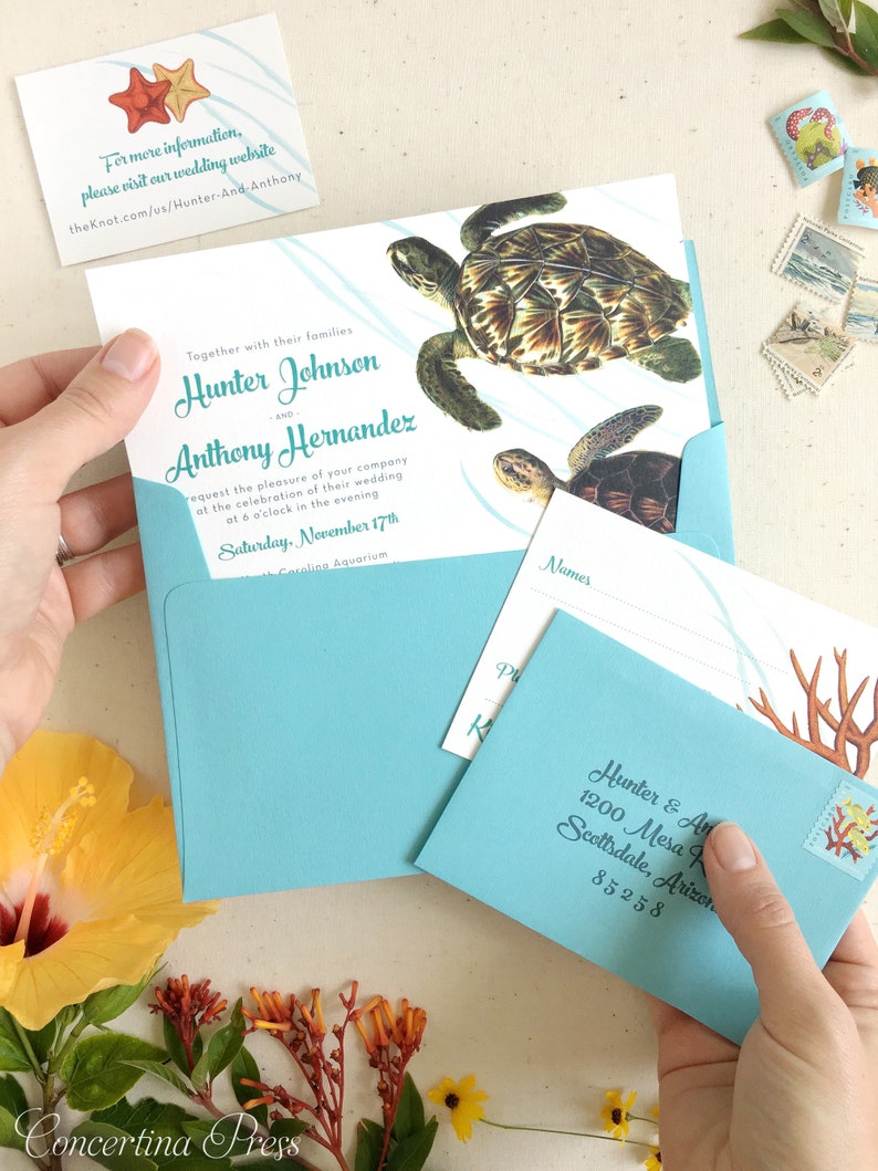 Sea Turtle Wedding Invitations for your Beach Wedding Etsy