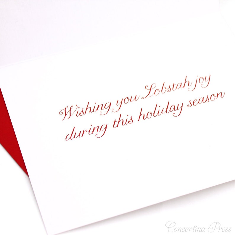 Lobster Christmas Card Set, Coastal Christmas Cards, Funny Christmas Cards, Made in the USA, Set of 10 image 4