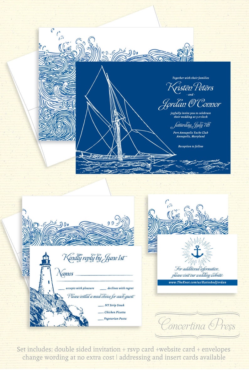 Sailboat Wedding Invitations Boat Wedding Invitations Yacht Etsy
