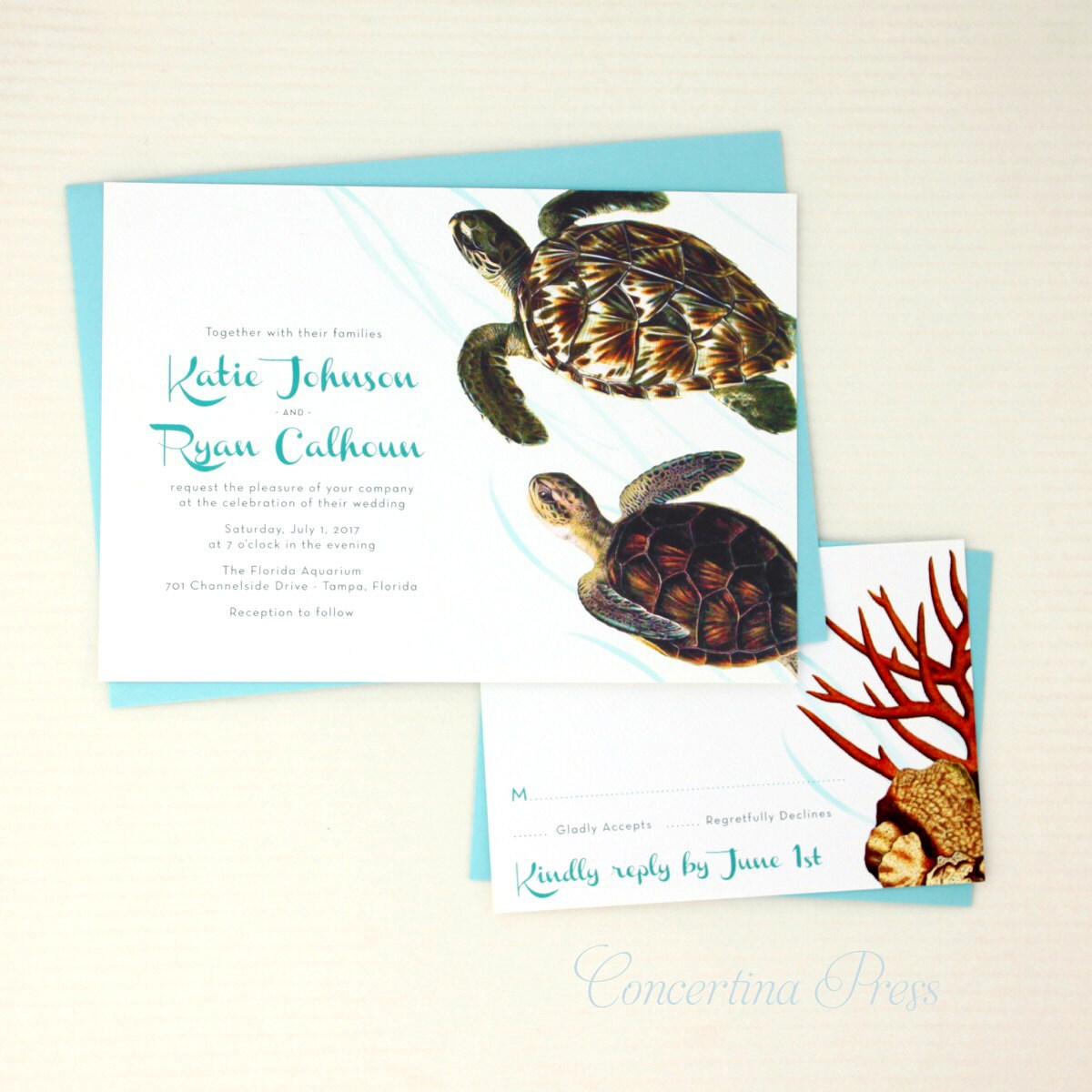Sea Turtle Wedding Invitations for your Beach Wedding Etsy