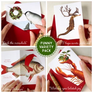 Lobster Christmas Card Set, Coastal Christmas Cards, Funny Christmas Cards, Made in the USA, Set of 10 image 6