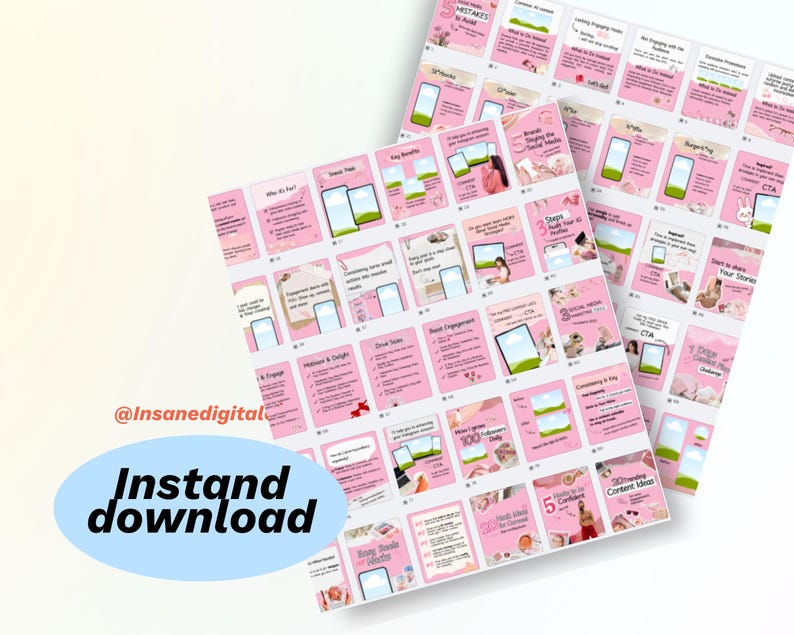 Pink Instagram Carousel Templates Canva | 100 Editable Posts - Etsy