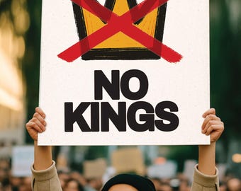 No Kings Printable Protest Sign | Crossed-Out Crown Design (Digital Download)