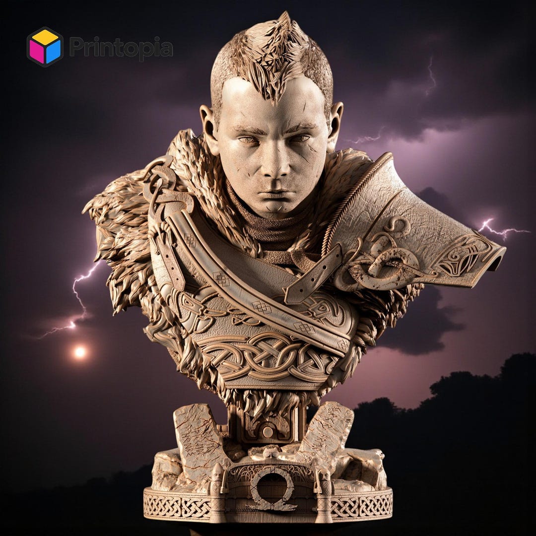 Atreus Bust STL File - Game Character Statue 3D Model - HQ 3D Printable ...