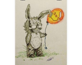 Whimsical Halloween Bunny Art Poster