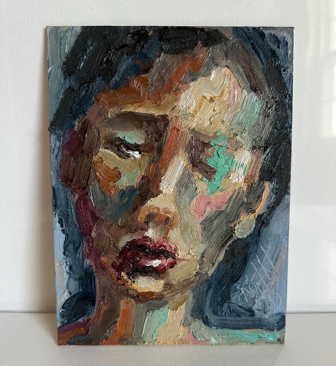 Abstract Woman Face Oil Painting: Portrait Impasto Artwork Fine Art - Etsy