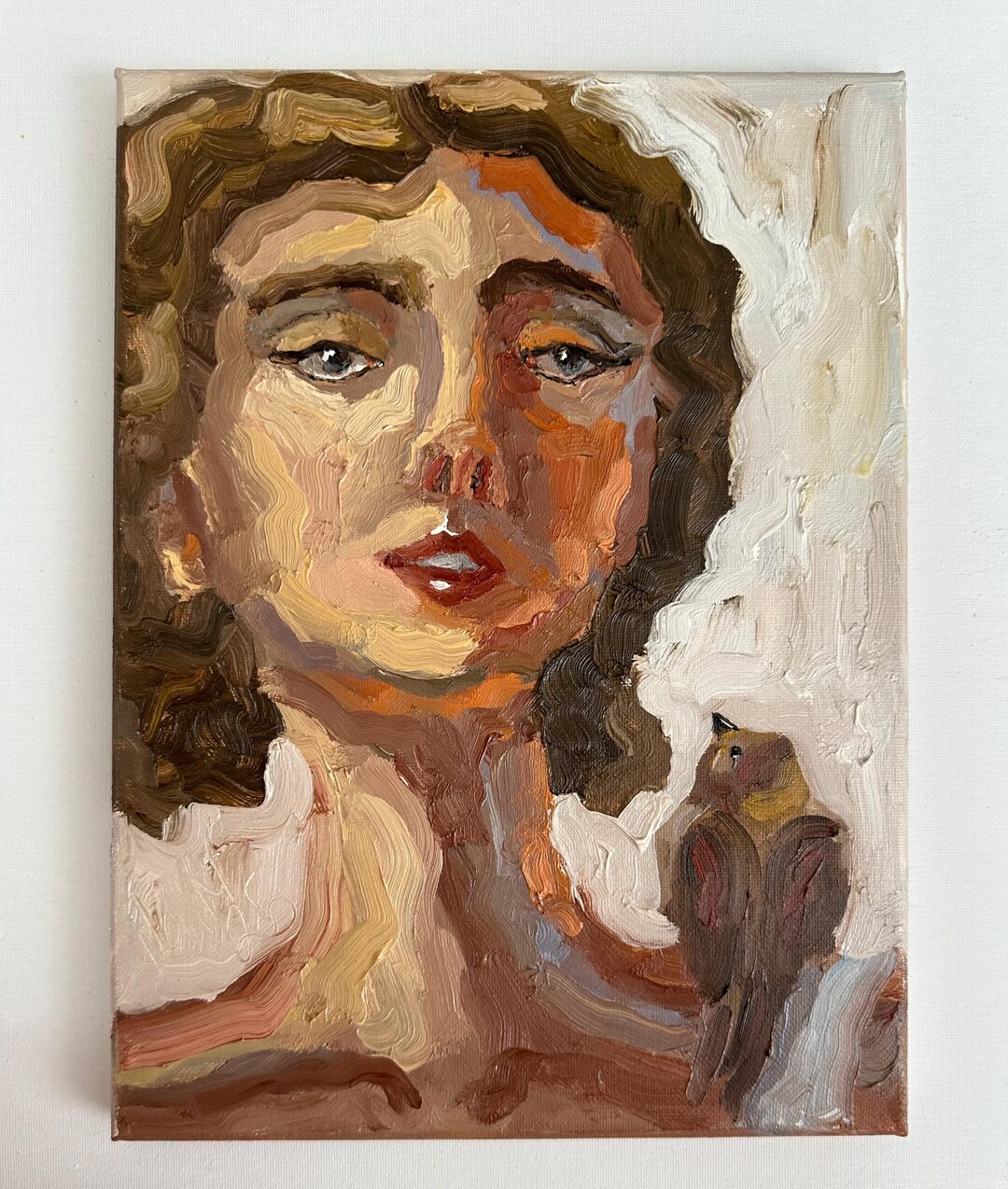 Woman Portrait Oil Painting: Semi Abstract Girl Face Original Female ...