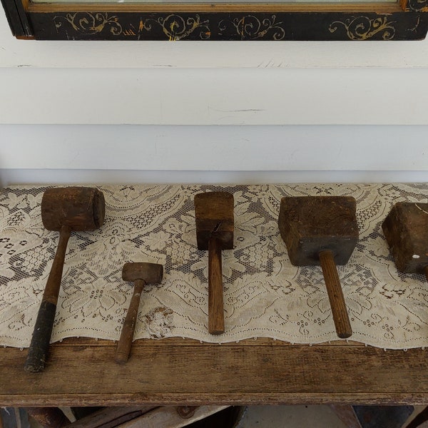 Choice antique wood mallet hammer handmade used farmhouse decor carpenter cabinet maker tools