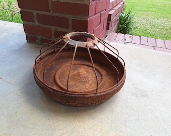 Vintage rusty Chicken Feeder Cage Light Fixture planter rusty metal farmhouse Chicken Feeder Galvanized Metal Country Farmhouse patio porch
