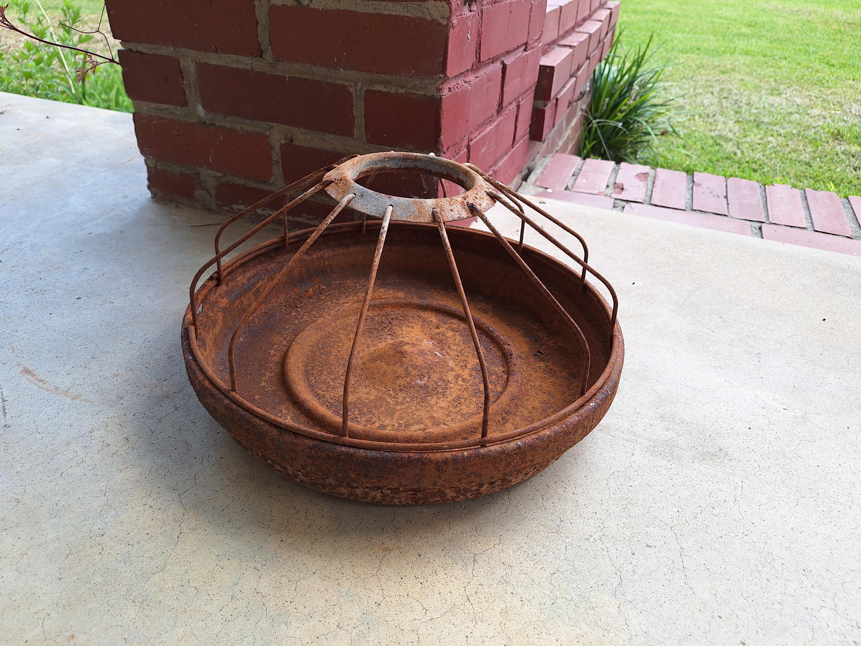 Vintage rusty Chicken Feeder Cage Light Fixture planter rusty metal…