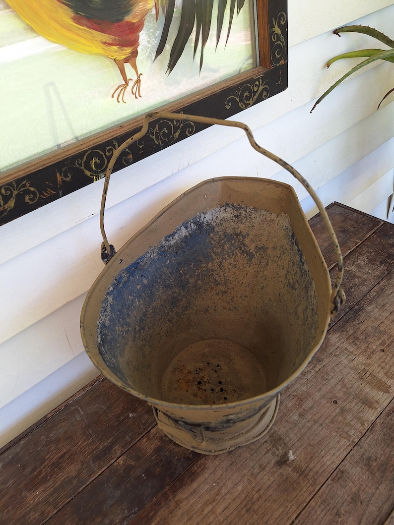 Rustic Ash Bucket Vintage Galvanized Metal Coal Ash Bucket Hod Scuttle Fireplace Decor ...