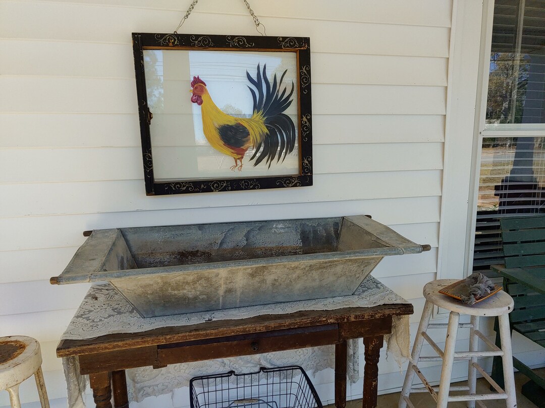Vintage Galvanized Metal Trough Sink Farmhouse Cottage Decor Wedding