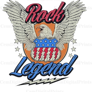 Rock Legend Eagle USA Flag Digital Art | Patriotic T-Shirt Design (png, jpg, pdf)