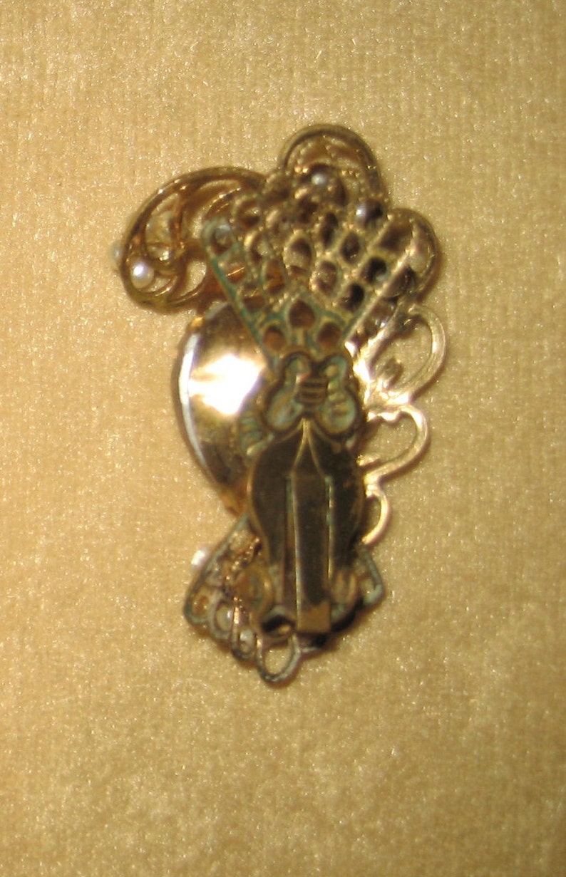 Vintage Hand Wired Pearl and Aurora Borealis Rhinestone Filigree Earrings