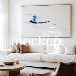 Landscape Canvas Mockup: Horizontal Floating Frame (PSD, JPG)