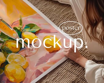 Poster Mockup 5x7, Art print close up with woman, PSD smart object Photoshop, Digital Download