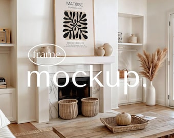 Lijstmodelprint: enkele DIN A-muurkunstweergave in woonkamer, Photoshop PSD, digitale download