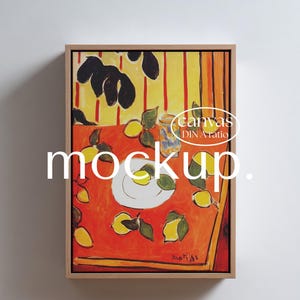 Canvas Mockup ISO A Floating Frame Natural Light Close up Minimal Room PSD