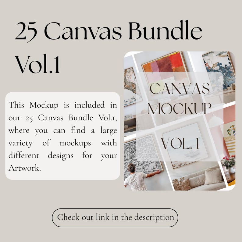 Framed Canvas mockup, Horizontal Floating frame mock up in living room, Photoshop PSD smart object, Digital Download image 9