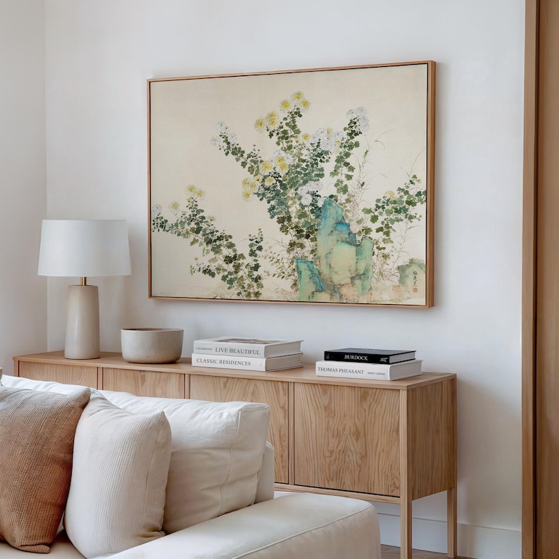 Horizontal Framed Canvas Mockup in Living room interior.
Elevate your designs with this modern and unique Canvas Mock up, perfect tool to bring your artwork to life! Whether you're a graphic designer, artist or photographer, this mockup offers an effortless way to present your work in a professional and visually appealing manner.