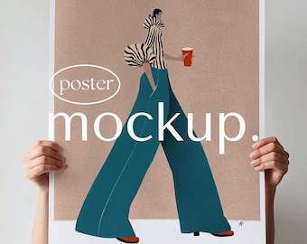 Postermodel persoon met A4 A3 A2 A1 A0 ISO-ingelijst papier, minimaal interieur, Photoshop (digitale download), slim PSD-object