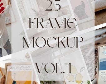 Frame Mockup Bundle: 25 Framed for Wall Art display, PSD smart object, Photoshop Mock up, Framed Poster mockups