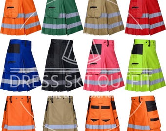 Feuerwehr Kilt für Männer - Taktischer Cargo Kilt - Feuerwehr Kilt - Hochleistungsarbeit Kilt - Verstellbare Taille - Kilt in Sondergröße