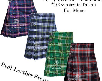 Premium Scottish 8 Yard Tartan Kilt for Men – Traditional Highland Custom Made Kilt - Handmade Scotland Wedding Kilt - 80+ Tartan Colors