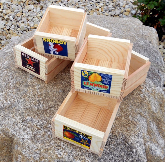 Items similar to Set of Six Small Wooden Fruit Crates on Etsy