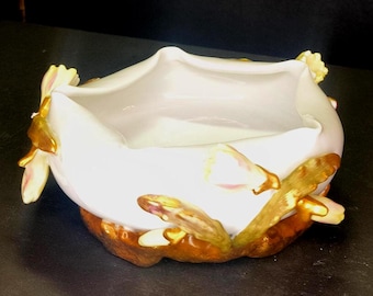 Ardalt Porcelain Dish with Applied Floral Decorations