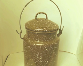 Antique Granitware Milk Can with lid